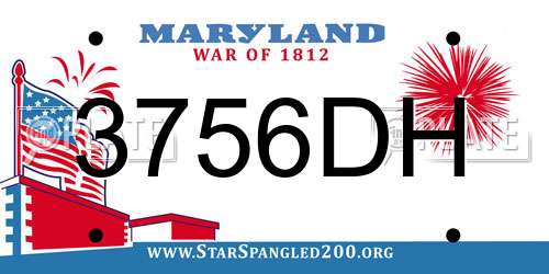 3756DH Maryland License Plate