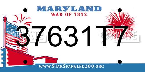 37631T7 Maryland License Plate