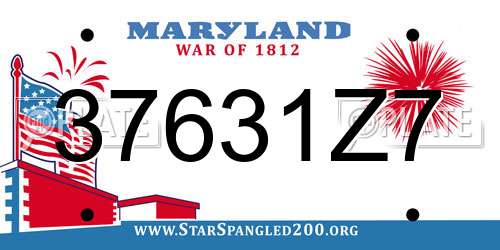 37631Z7 Maryland License Plate
