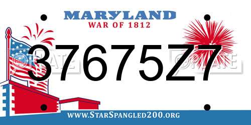37675Z7 Maryland License Plate