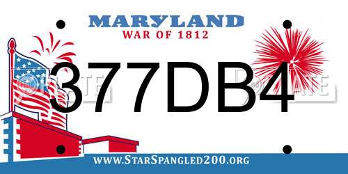 377DB4 Maryland License Plate
