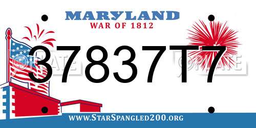 37837T7 Maryland License Plate