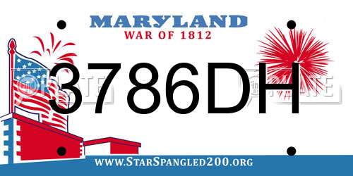 3786DH Maryland License Plate