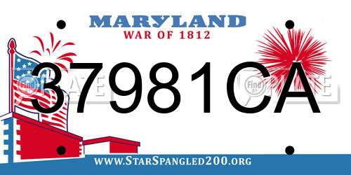 37981CA Maryland License Plate