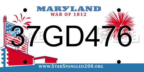 37GD476 Maryland License Plate
