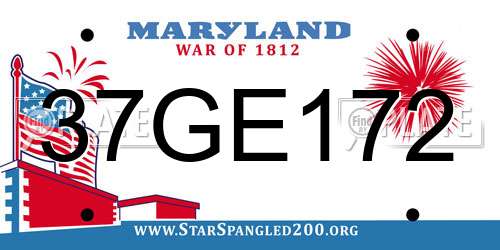 37GE172 Maryland License Plate
