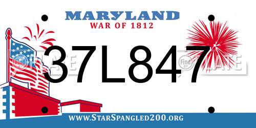 37L847 Maryland License Plate