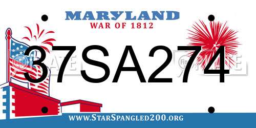 37SA274 Maryland License Plate