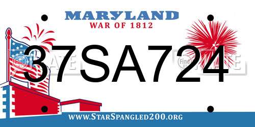 37SA724 Maryland License Plate