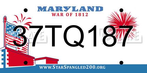 37TQ187 Maryland License Plate