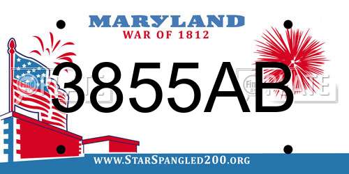 3855AB Maryland License Plate