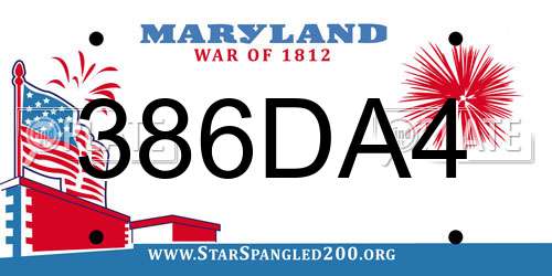 386DA4 Maryland License Plate