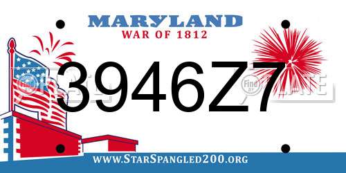 3946Z7 Maryland License Plate