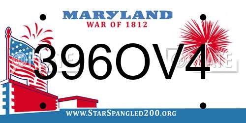 396OV4 Maryland License Plate