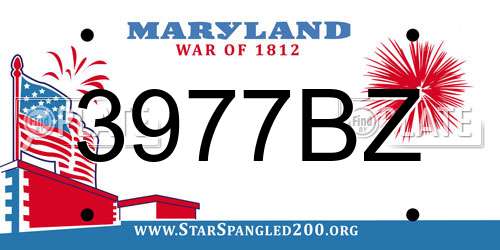 3977BZ Maryland License Plate