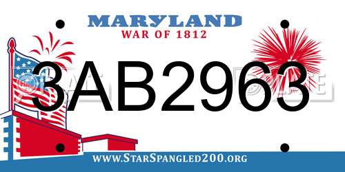 3AB2963 Maryland License Plate