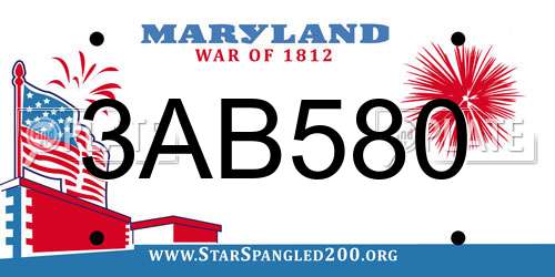 3AB580 Maryland License Plate