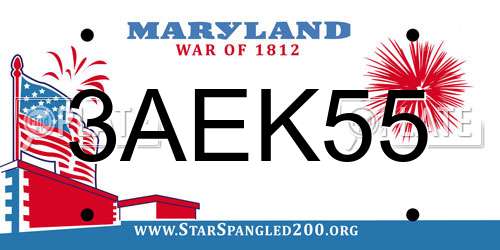 3AEK55 Maryland License Plate