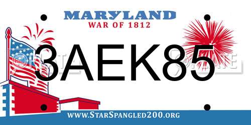 3AEK85 Maryland License Plate