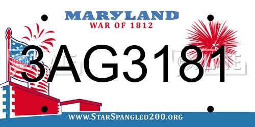 3AG3181 Maryland License Plate