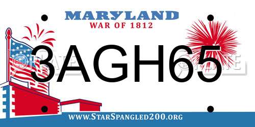 3AGH65 Maryland License Plate