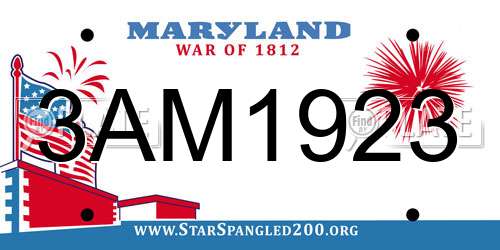 3AM1923 Maryland License Plate