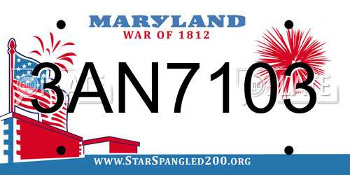 3AN7103 Maryland License Plate