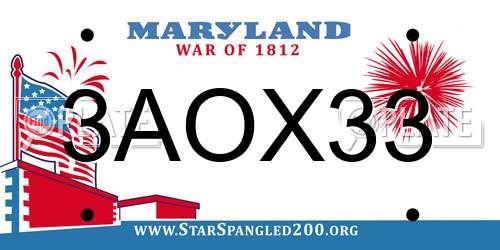 3AOX33 Maryland License Plate