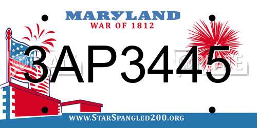 3AP3445 Maryland License Plate