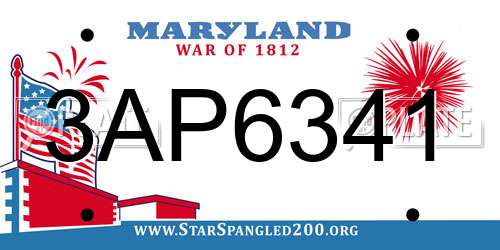 3AP6341 Maryland License Plate