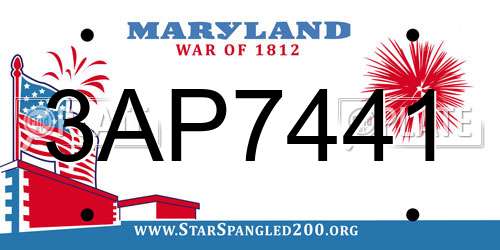 3AP7441 Maryland License Plate