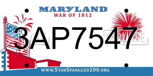 3AP7547 Maryland License Plate
