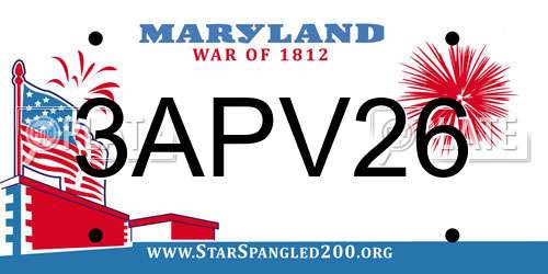 3APV26 Maryland License Plate
