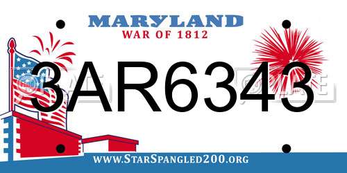 3AR6343 Maryland License Plate