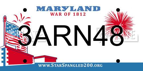3ARN48 Maryland License Plate