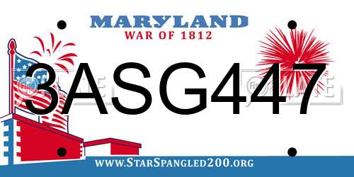 3ASG447 Maryland License Plate