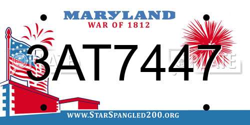 3AT7447 Maryland License Plate