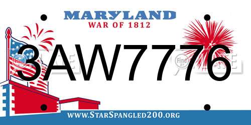 3AW7776 Maryland License Plate