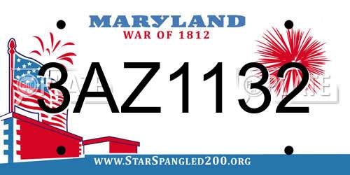 3AZ1132 Maryland License Plate