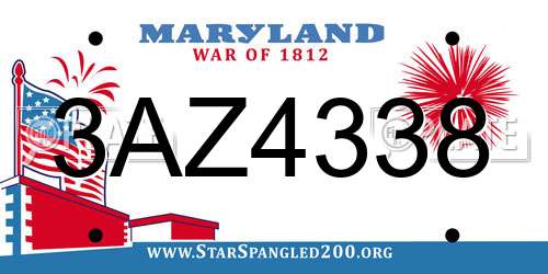 3AZ4338 Maryland License Plate
