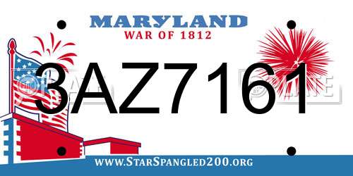 3AZ7161 Maryland License Plate