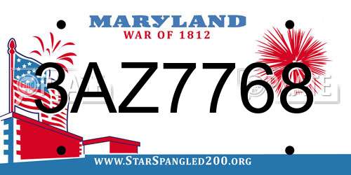 3AZ7768 Maryland License Plate