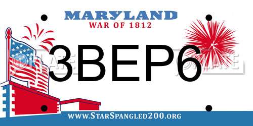 3BEP6 Maryland License Plate