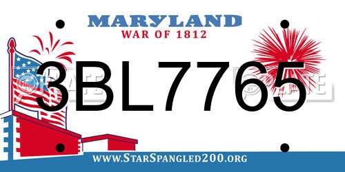 3BL7765 Maryland License Plate