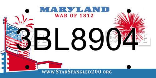 3BL8904 Maryland License Plate