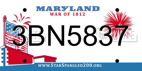 3BN5837 Maryland License Plate