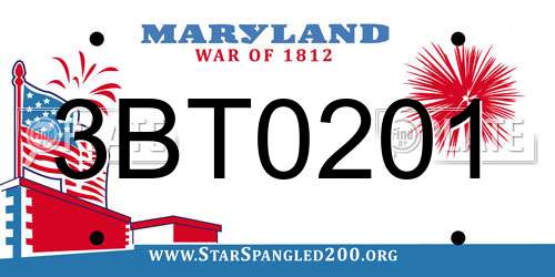 3BT0201 Maryland License Plate
