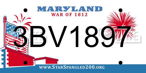 3BV1897 Maryland License Plate