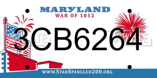 3CB6264 Maryland License Plate