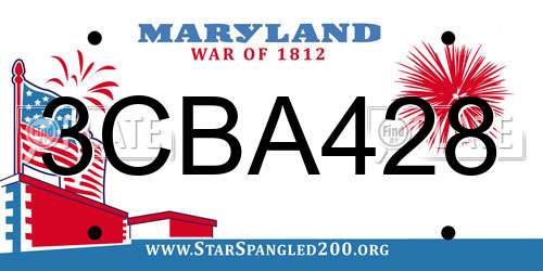 3CBA428 Maryland License Plate